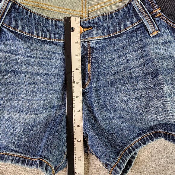 Womens MIDI Maternity Blue Jean Shorts 4” inseam Isabel Maternity Side Panel 10 - Picture 14 of 16